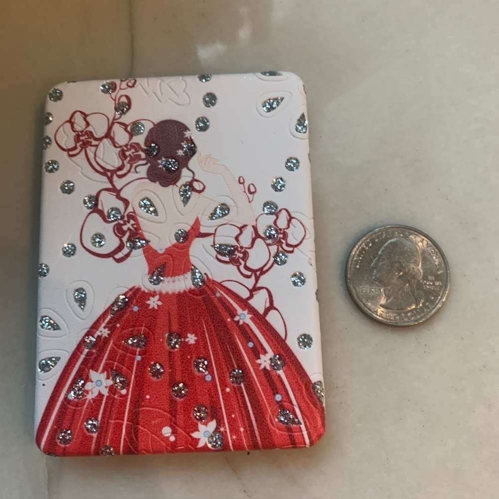 3248 Red Dress Fashion Silhouette Pocket Mirror - Picture 6 of 7